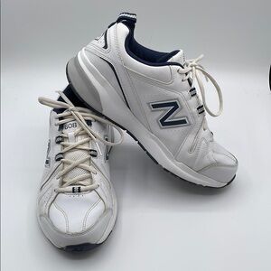 New Balance 608 White Navy Blue Mens Sneakers Classic Leather Dad Shoes 10  Wide